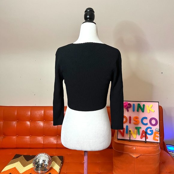 ‼️END OF SUMMER SALE ‼️
 90's/Y2K  Black Baby Doll Cardigan - Picture 5 of 7